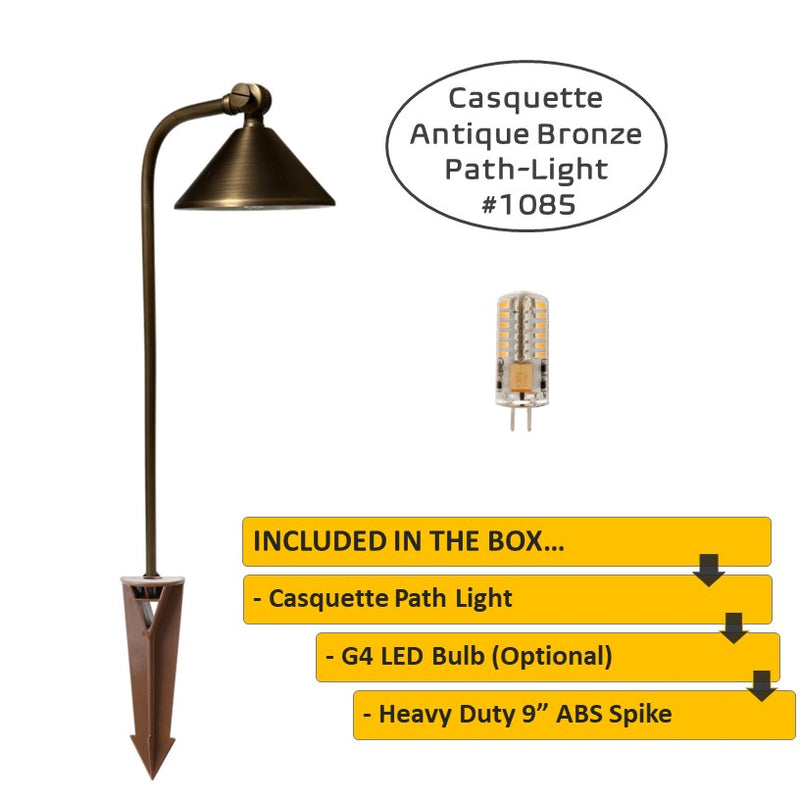 Casquette Solid Brass Directional Pathway Light Antique Bronze