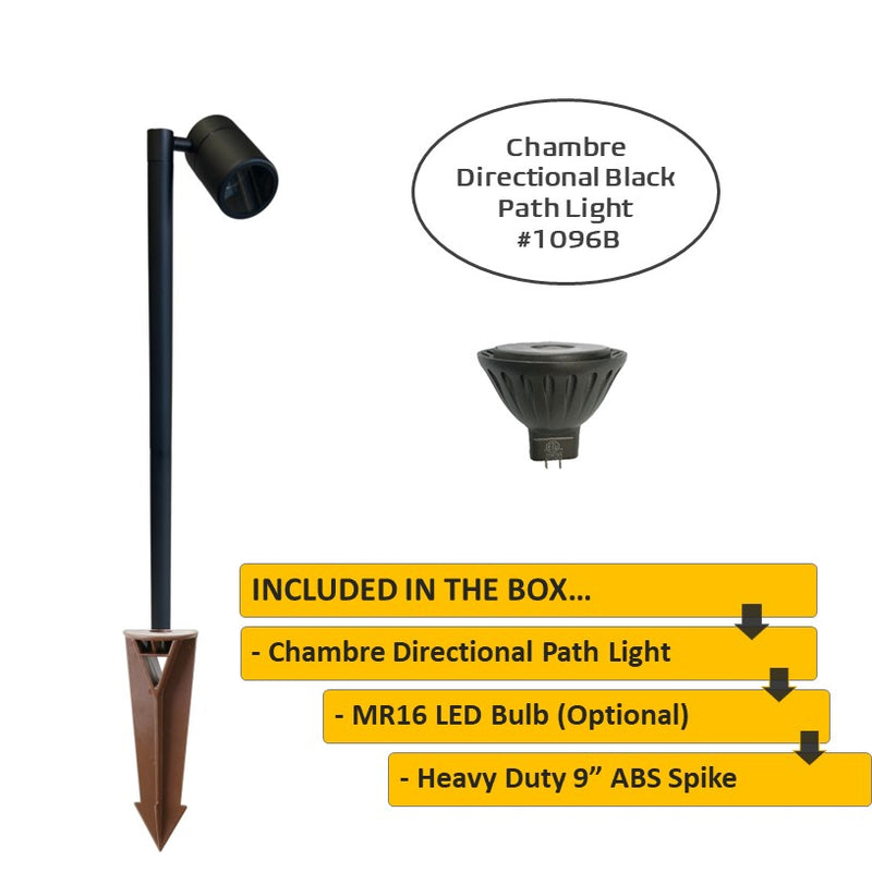 Chambre Solid Brass Adjustable Directional Path Light Black