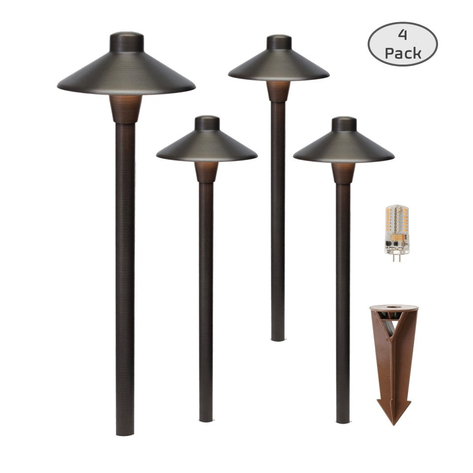 Chapelle 4 Pack Solid Cast Brass Pathway Light - Natural Bronze