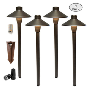 Chapelle 4 Pack Solid Cast Brass Pathway Light - Natural Bronze by Lumiere Lighting