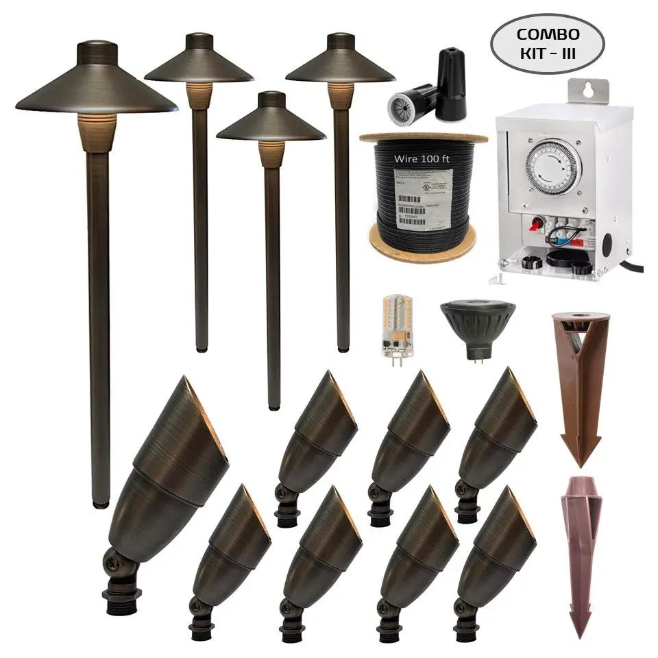 COMBO KIT III - Solid Cast Brass Outdoor Landscape Pathway & Spot Lighting by Lumiere Lighting
