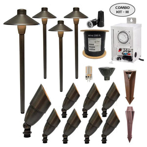 COMBO KIT III - Solid Cast Brass Outdoor Landscape Pathway & Spot Lighting by Lumiere Lighting