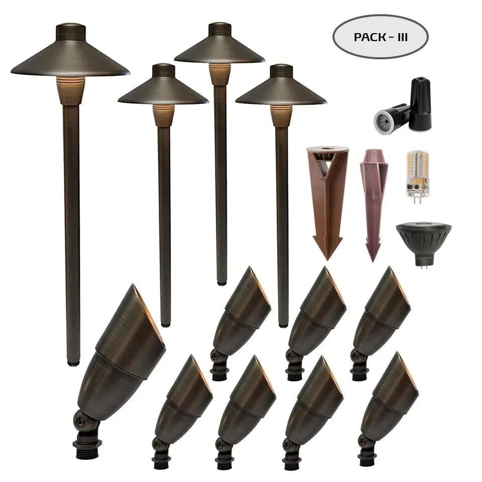 Pack III - Solid Brass Low Voltage Outdoor Landscape Light Set by Lumiere Lighting