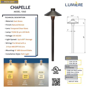 Chapelle Cast Brass Pathway Light Natural Bronze
