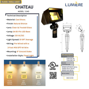 Chateau Solid Cast Brass Mini Flood Light Natural Bronze & Black