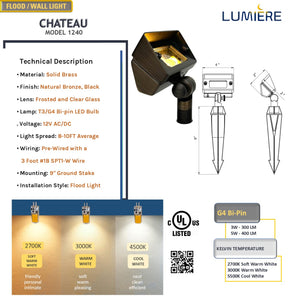Chateau Solid Cast Brass Mini Flood Light
