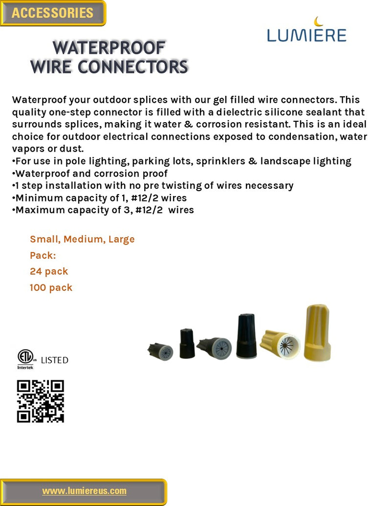 Waterproof Wire Connectors GREASE FILLED, WIRE NUTS for Landscape Lighting Installation