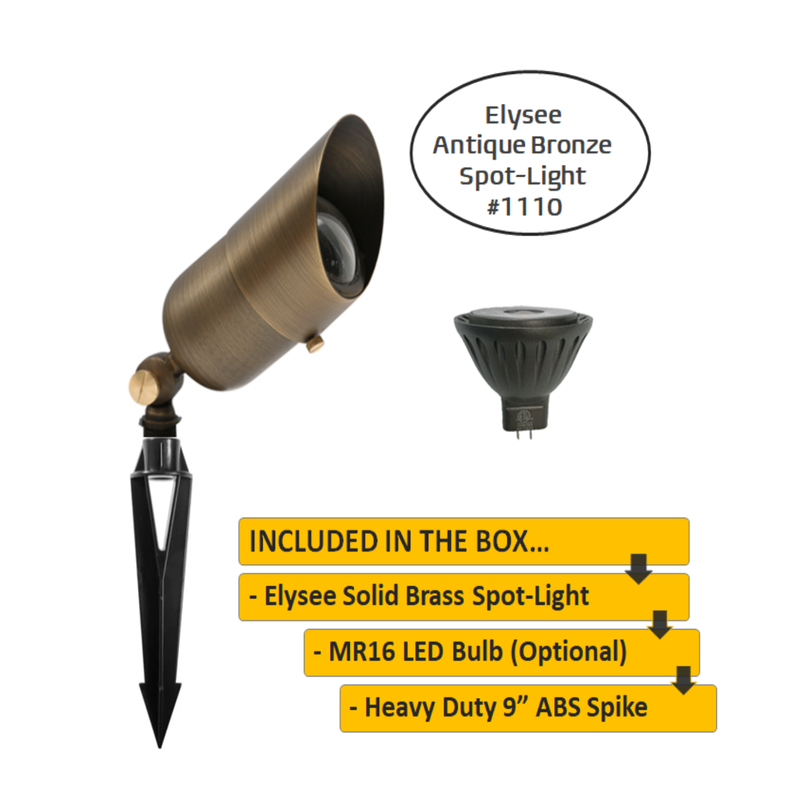 8 Pack Elysee Solid Brass Spot Light Outdoor Landscape Lighting