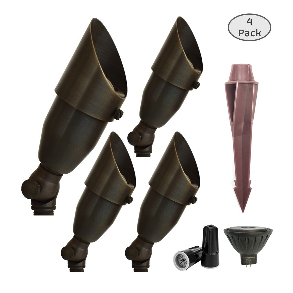 4 Pack Finesse Cast Brass Natural Bronze Spot Light Kit