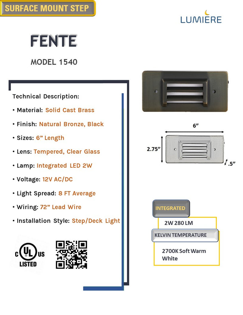Fente Black Cast Brass Step & Deck Light | Surface Flush Mount