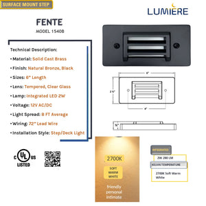 Fente Black Cast Brass Step & Deck Light | Surface Flush Mount