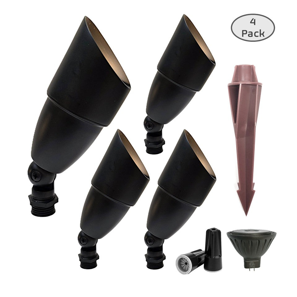 4 Pack Finesse Cast Brass Natural Bronze Outdoor Spotlight Kit for Outdoor Landscape Lighting by Lumiere Lighting
