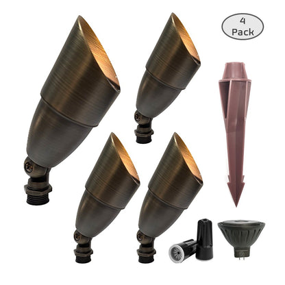 4 Pack Finesse Cast Brass Natural Bronze Outdoor Spotlight Kit for Outdoor Landscape Lighting by Lumiere Lighting