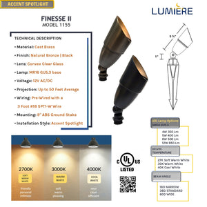 Finesse Cast Brass Directional Spotlight For Outdoor Low Voltage Lighting