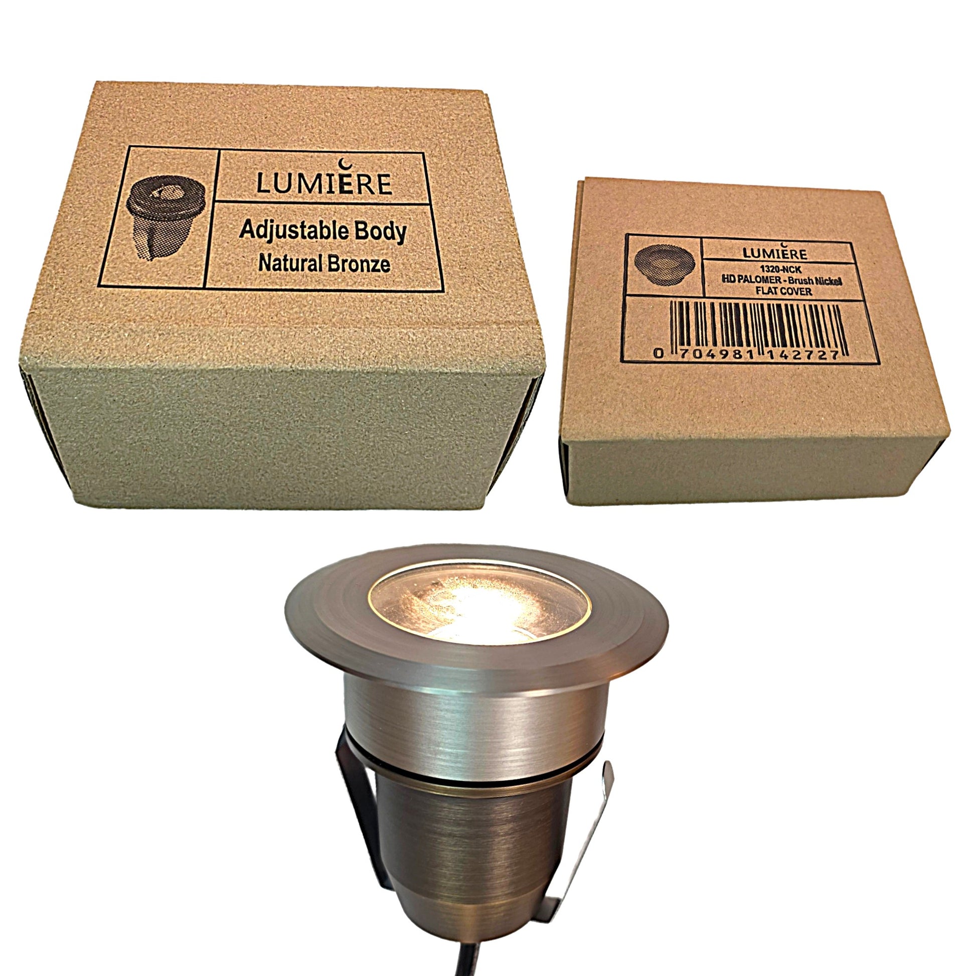 Palomer HD cast brass flat-cover adjustable in-ground well light with natural bronze finish and waterproof gasket