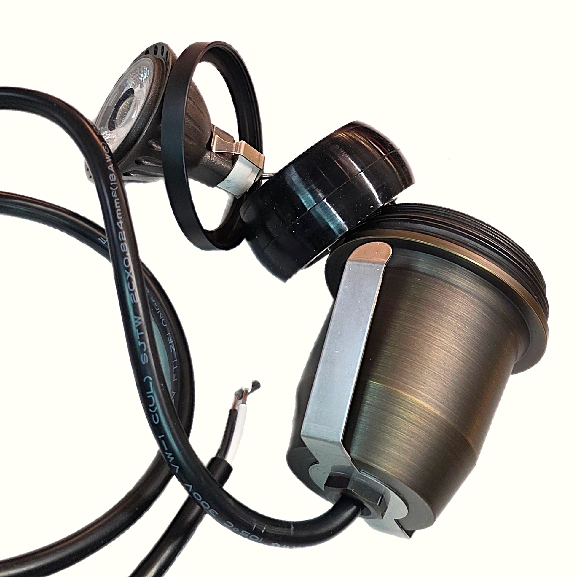 Palomer HD cast brass adjustable flat-cover in-ground well light with bronze finish and gasketed waterproof lead-wire