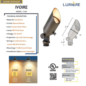Ivoire Cast Brass Natural Bronze Mini Spot Light