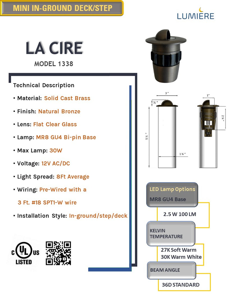 La Cire Solid Cast Brass Mini In-ground/Deck & Step Light