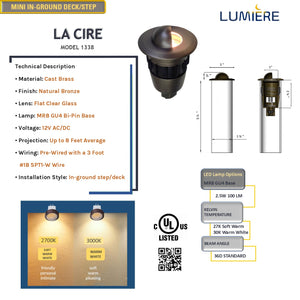La Cire Solid Cast Brass Mini In-ground/Deck & Step Light