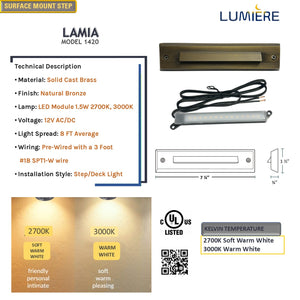 Lamia Cast Brass Step & Deck Light Natural Bronze