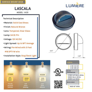 Lascala Cast Brass Surface Mount Deck/Step Light