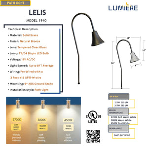 LeLis Solid Brass Garden Pathway Light Natural Bronze