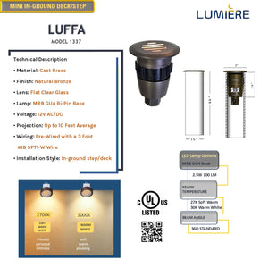 Luffa Louvered Solid Cast Brass Mini In-ground / Deck / Recessed Light