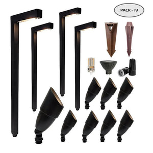 Pack IV - Cast Brass Outdoor Landscape Path & Spot Lighting Set by Lumiere Lighting