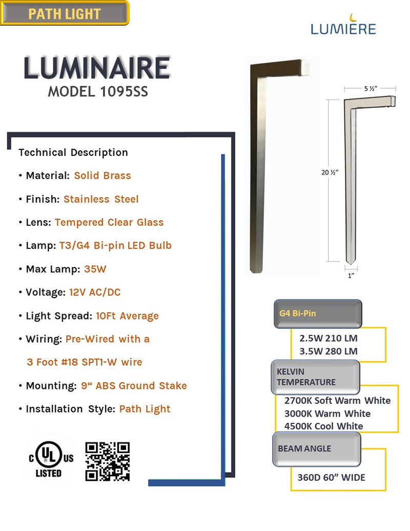 Luminaire Stainless Steel Contemporary Pathway Light