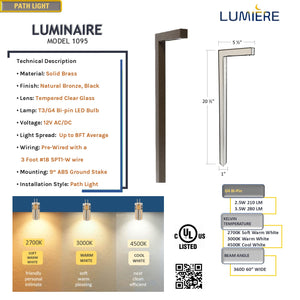 Luminaire Solid Brass  Natural Bronze Pathway Light