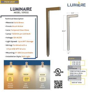Luminaire  Brush Nickel Contemporary Pathway Light