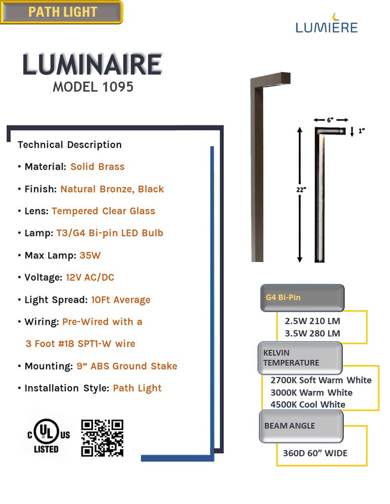 Luminaire 4 Pack Solid Brass Contemporary Path & Area Lights