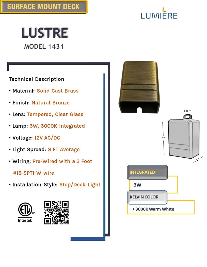 Lustre Solid Cast Brass Deck Step Light (Antique Bronze)