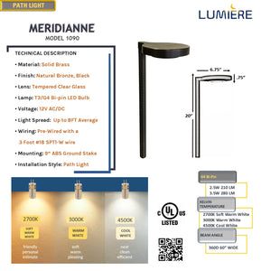 Meridianne Cast Brass Contemporary Pathway Light Natural Bronze