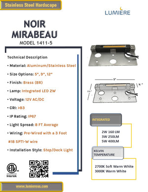 Mirabeau 5" Aluminum + Stainless Steel Step & Deck Light