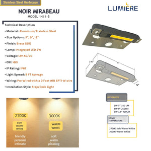 Mirabeau 5" Aluminum + Stainless Steel Step & Deck Light