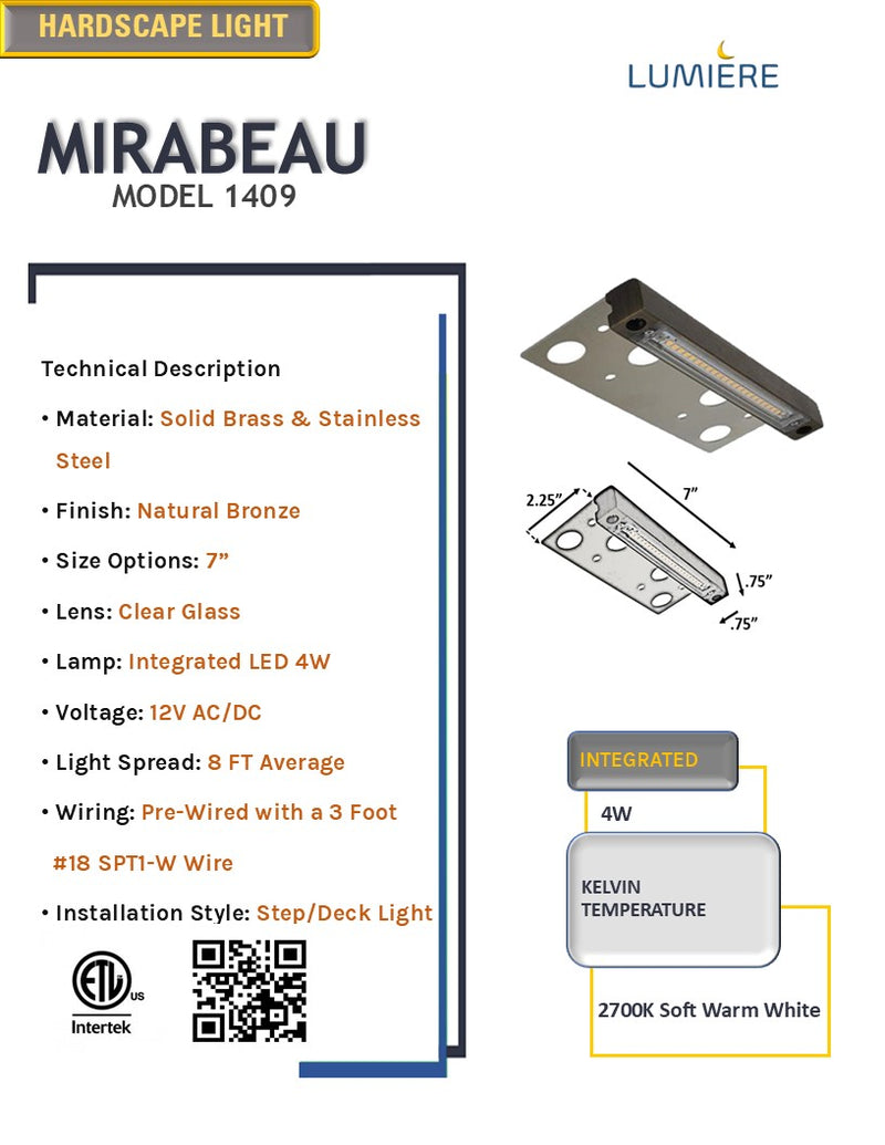 Mirabeau Low Voltage Brass LED Solid Hardscape & Deck Light