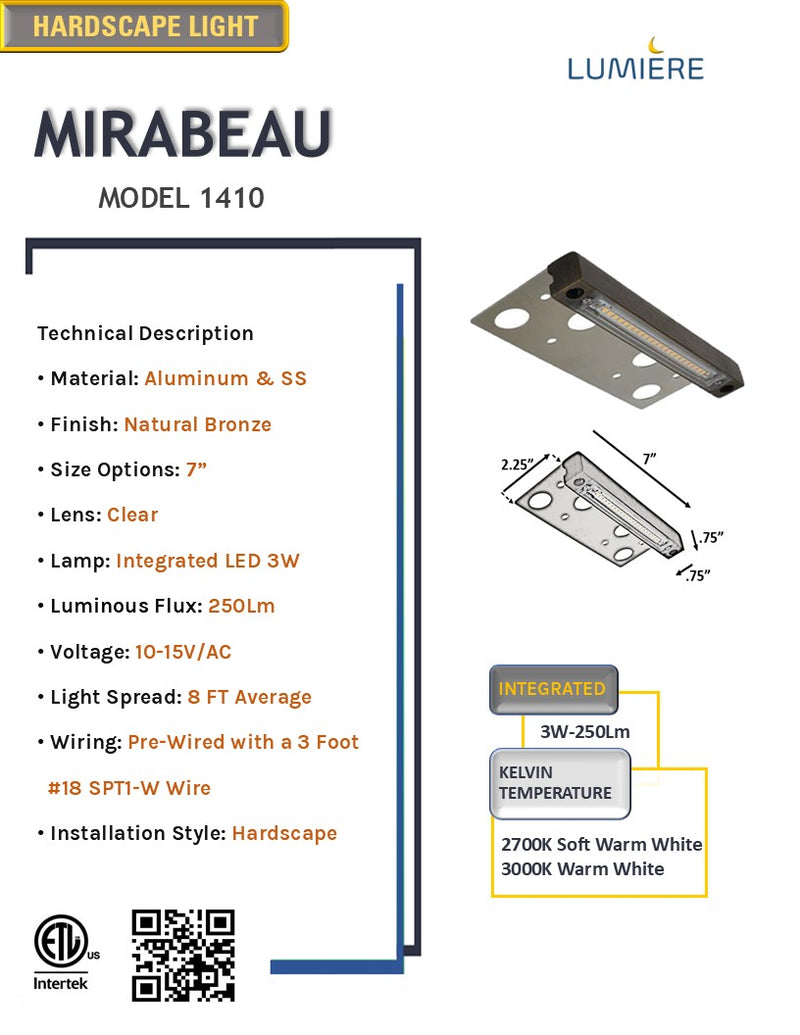 Mirabeau 7" Cast Aluminum Hardscape & Deck Light