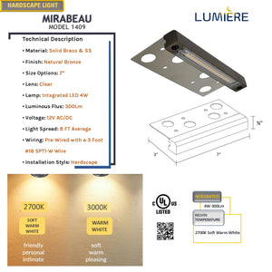 Mirabeau 7" Low Voltage Brass LED Solid Hardscape & Deck Light