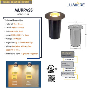 Murpass Cast Brass Deck / Wall / Ceiling / In-Ground Light - Outdoor landscape Lighting