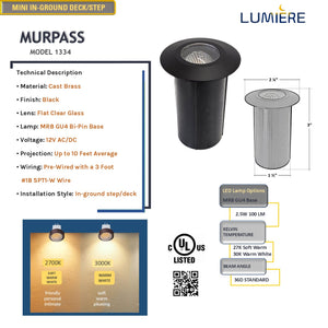 Noir MurPass Solid Brass Mini Deck- In-Ground Light | Outdoor Landscape Lighting