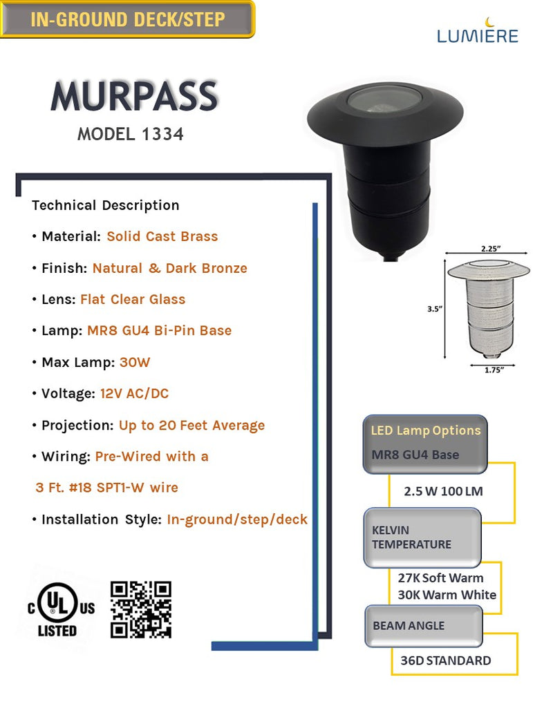 Murpass Cast Brass Deck / Wall / Ceiling / In-Ground Light - Outdoor landscape Lighting