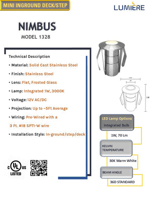 Nimbus Mini In-ground Stainless Steel 1" Width Light