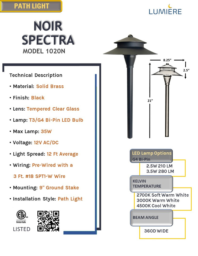 Noir Spectra Solid Brass Spread Pathway Light