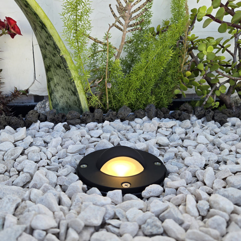 Demi Lune Cast Brass Black In ground Well Light