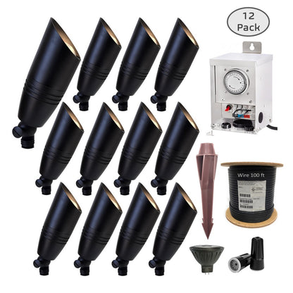 12 Pack Noir Panora Solid Cast Brass Directional Spot Gun Metal Black