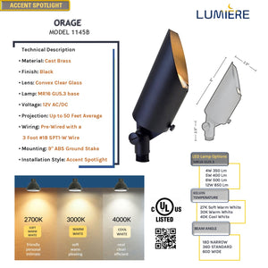 Orage Cast Brass Black Spot Light
