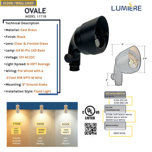 Ovale Solid Cast Brass Flood Light Black