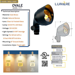 Ovale Solid Cast Brass Flood Light Natural Bronze