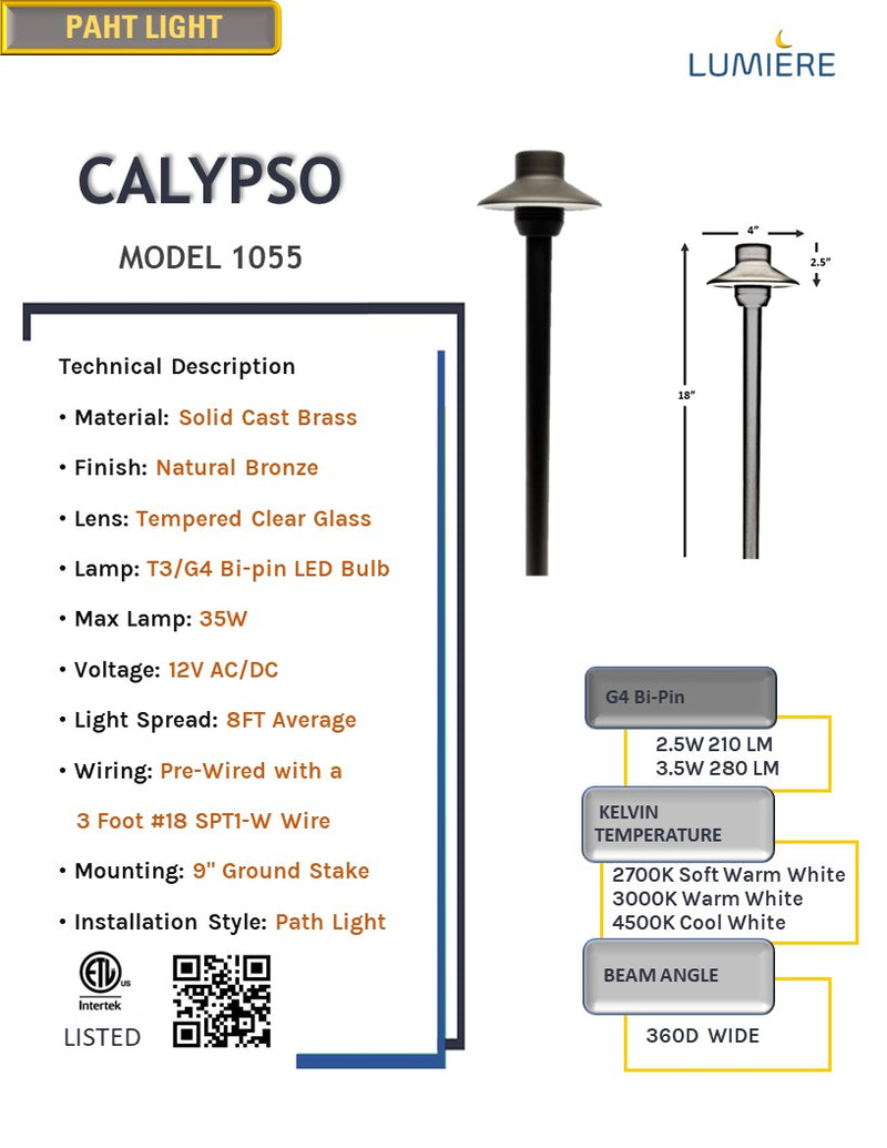 Calypso 6 Pack Solid Cast Brass Pathway Light - Professional Landscape Lighting